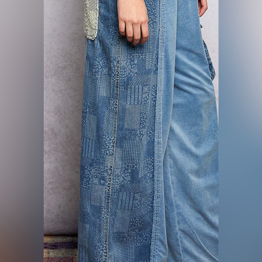 POL Printed Patchwork Denim Overalls - Picture 6 of 6